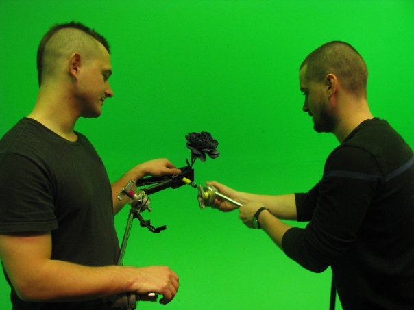 brothers in the green screen studio for Pest Control!