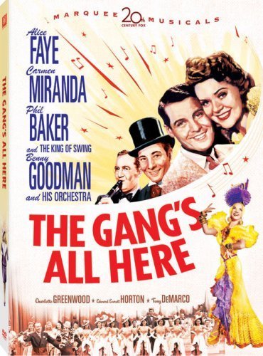 Carmen Miranda, Phil Baker, James Ellison, Alice Faye and Benny Goodman in The Gang's All Here (1943)