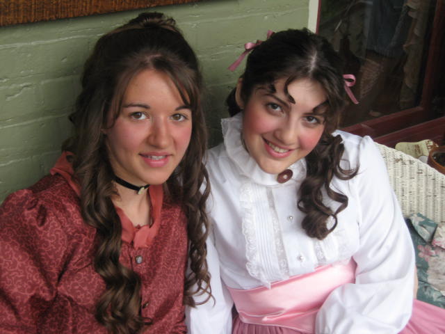 Mary Rose Maher with actress Samantha Lang on the set of Leonie!