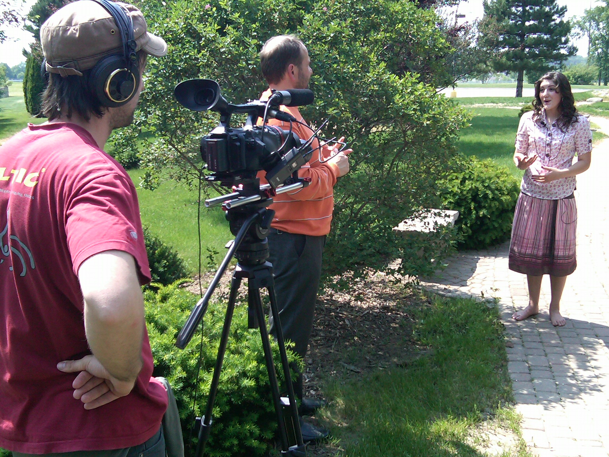Actress Mary Rose Maher doing a television interview.