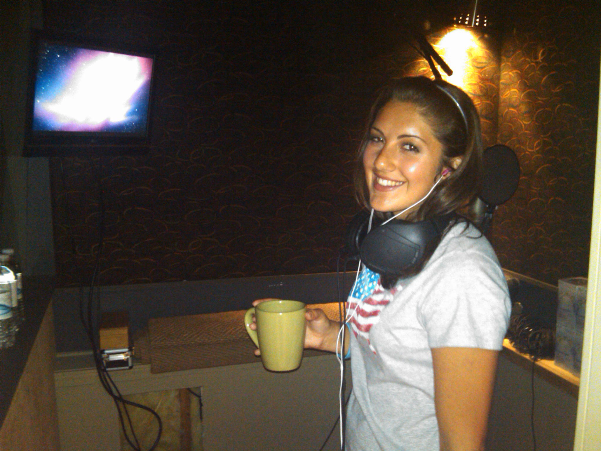 Actress Mary Rose Maher in the sound studio doing ADR for the movie Leonie!