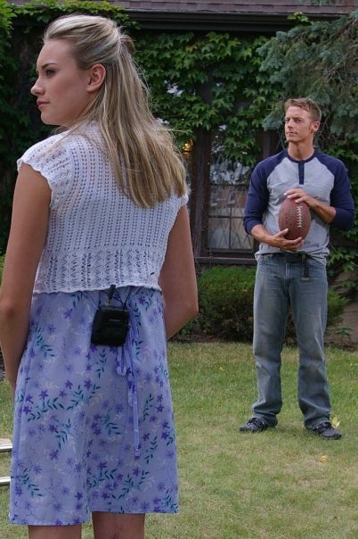 Dan Huggett (Tyler) and Alix Kermes (Abigail) during filming of Prodigal