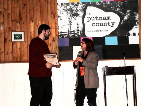 Accepting an award for short film, The Family Tree.