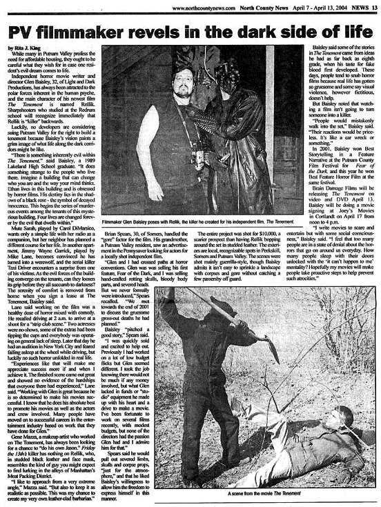 Coverage in North County News during the making of award winning film, The Tenement.