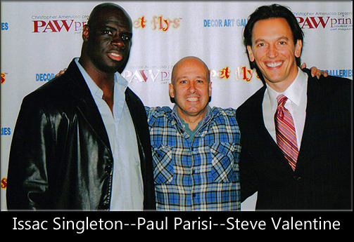 Attending a benefit for a homeless dog and cat shelter. Issac Singleton, Steve Valentine and Paul Parisi