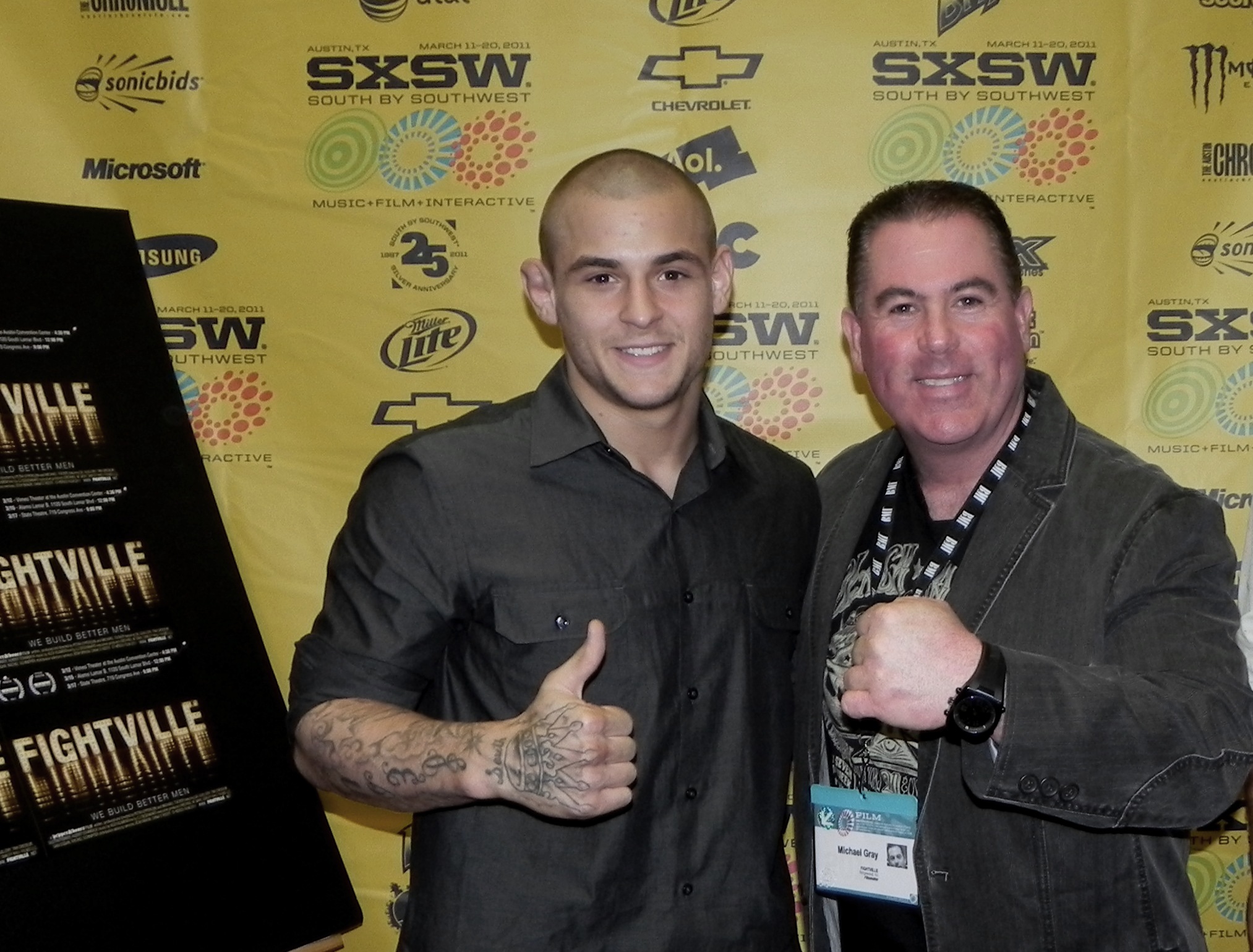 UFC and Fightville star Dustin Poirier with Michael W Gray, producer