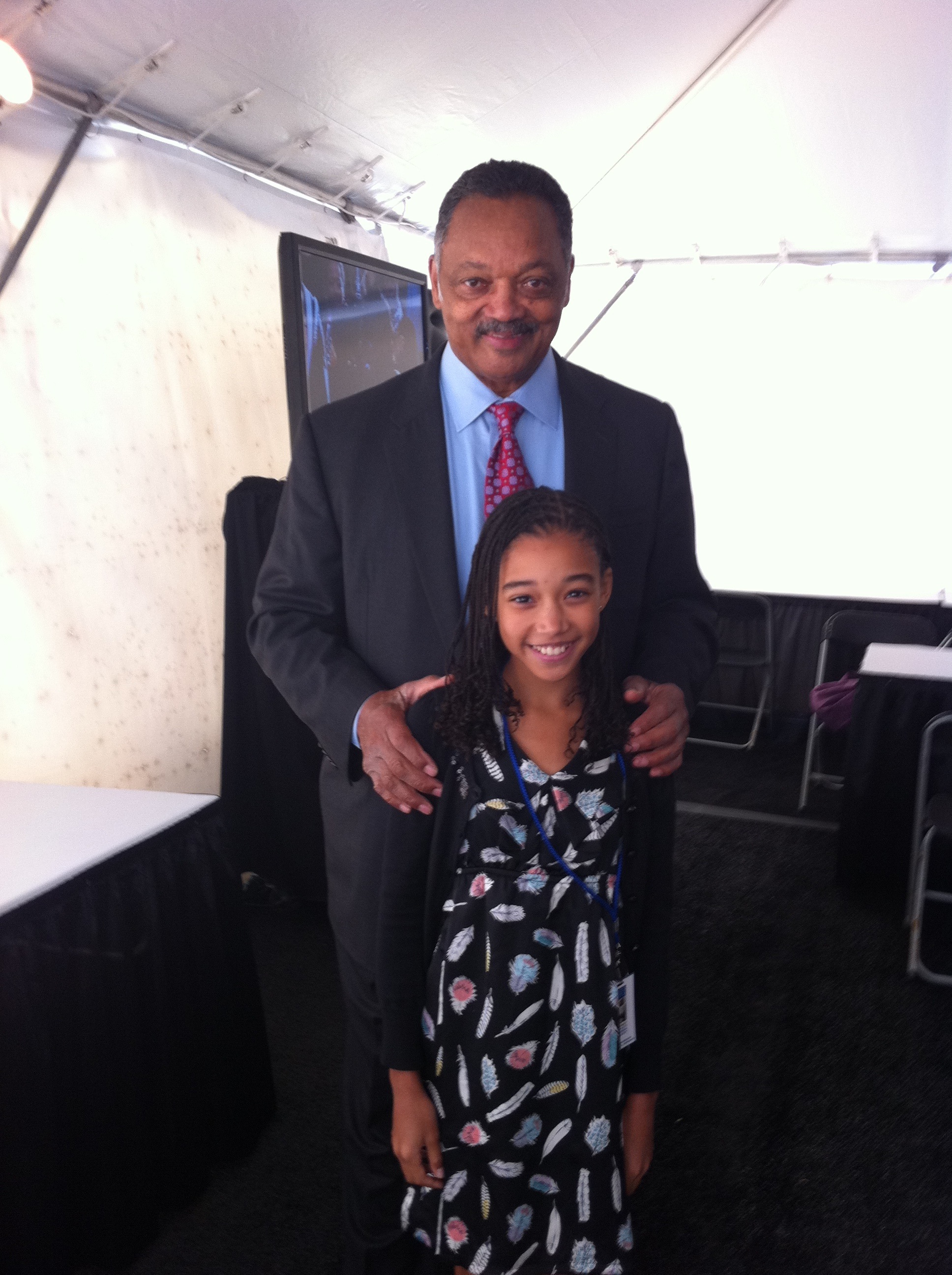 Amandla Stenberg and Jesse Jackson in the Green Room at the Martin Luther King, Jr. Memorial Dedication - October 16, 2011