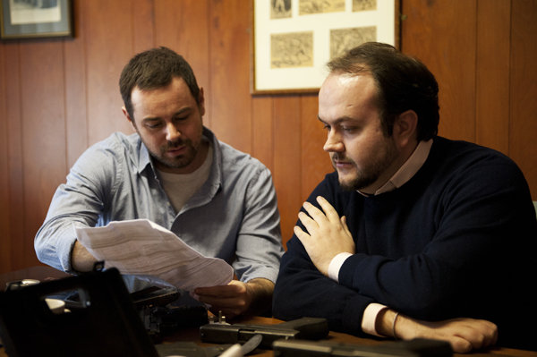 Jonathan Sothcott and Danny Dyer running through the script of 'Vendetta'