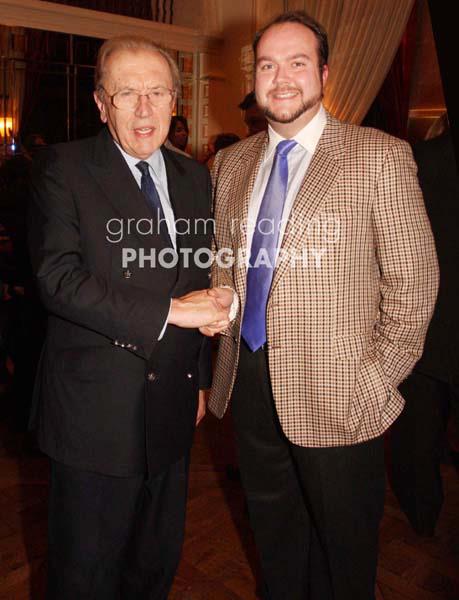 Sir David Frost and Jonathan Sothcott at Michael Winner's book launch in 2011