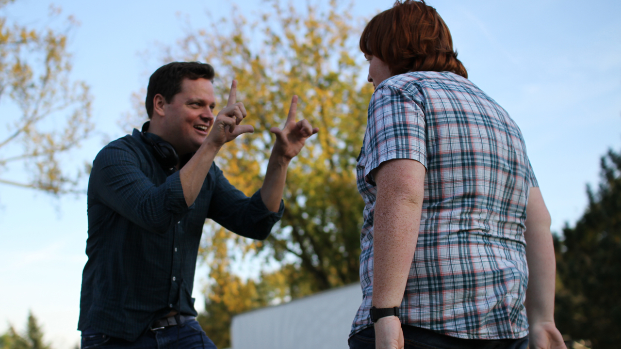 Director David Singer, and actor Jack Foley on set of Advantage: Weinberg