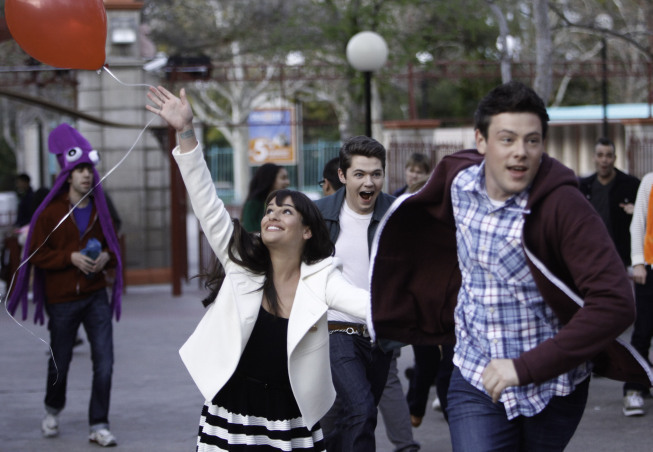 Still of Cory Monteith, Rachel Lea and Damian McGinty in Glee (2009)