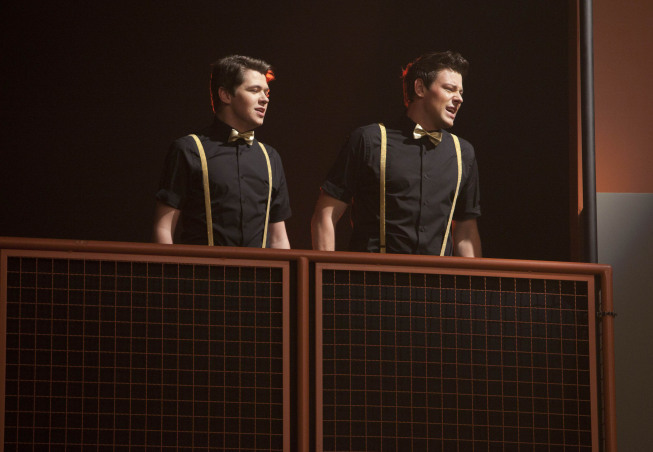 Still of Cory Monteith and Damian McGinty in Glee (2009)