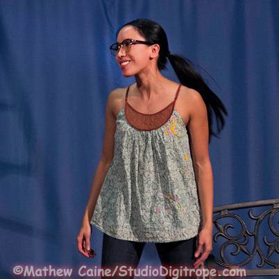 Cynthia San Luis on stage as one of 7 characters played in Very SHORT & Almost SWEET One Acts (North Hollywood, CA).