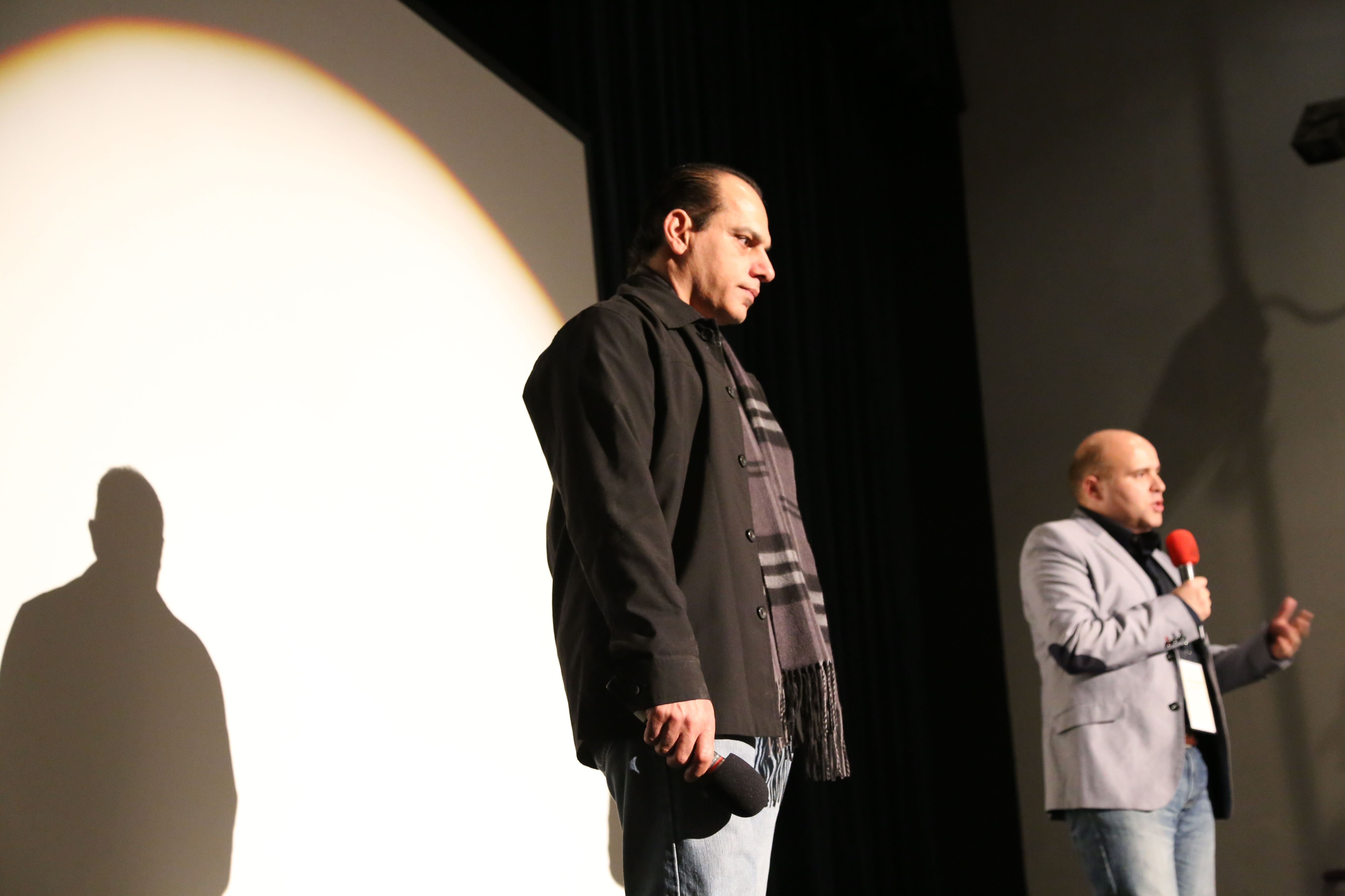 Dir. Anouar H. Smaine answering questions at Borrego Springs International Film Festival.