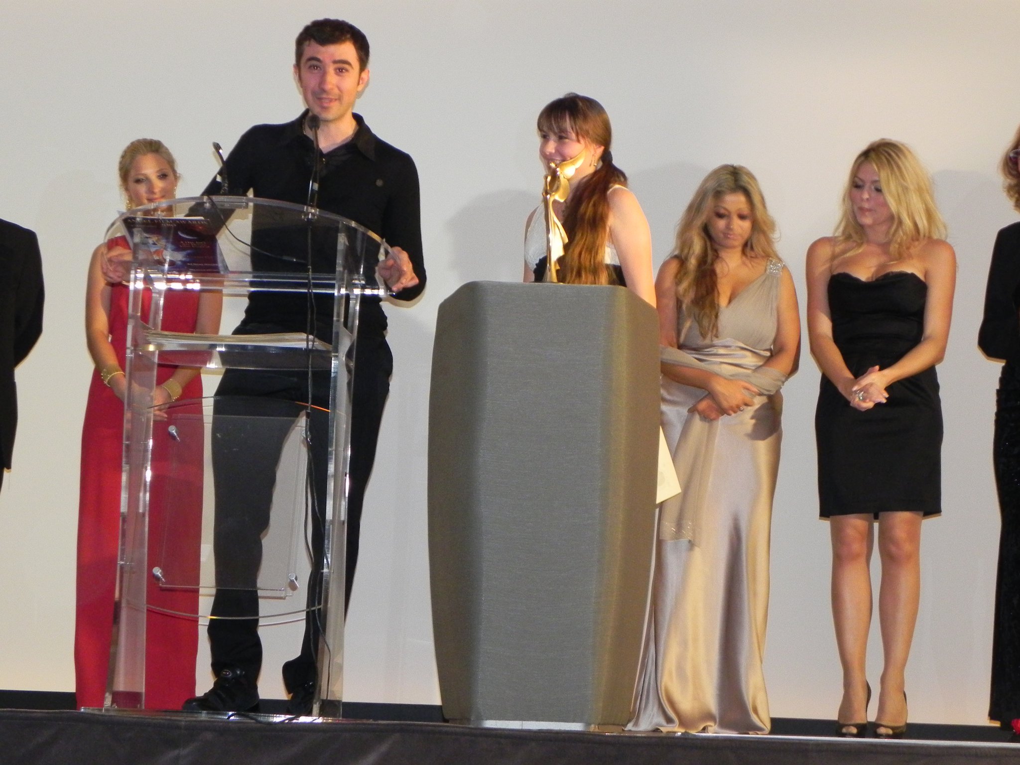 Nikolas Grasso speaking to the audience at Monaco International Film Festival