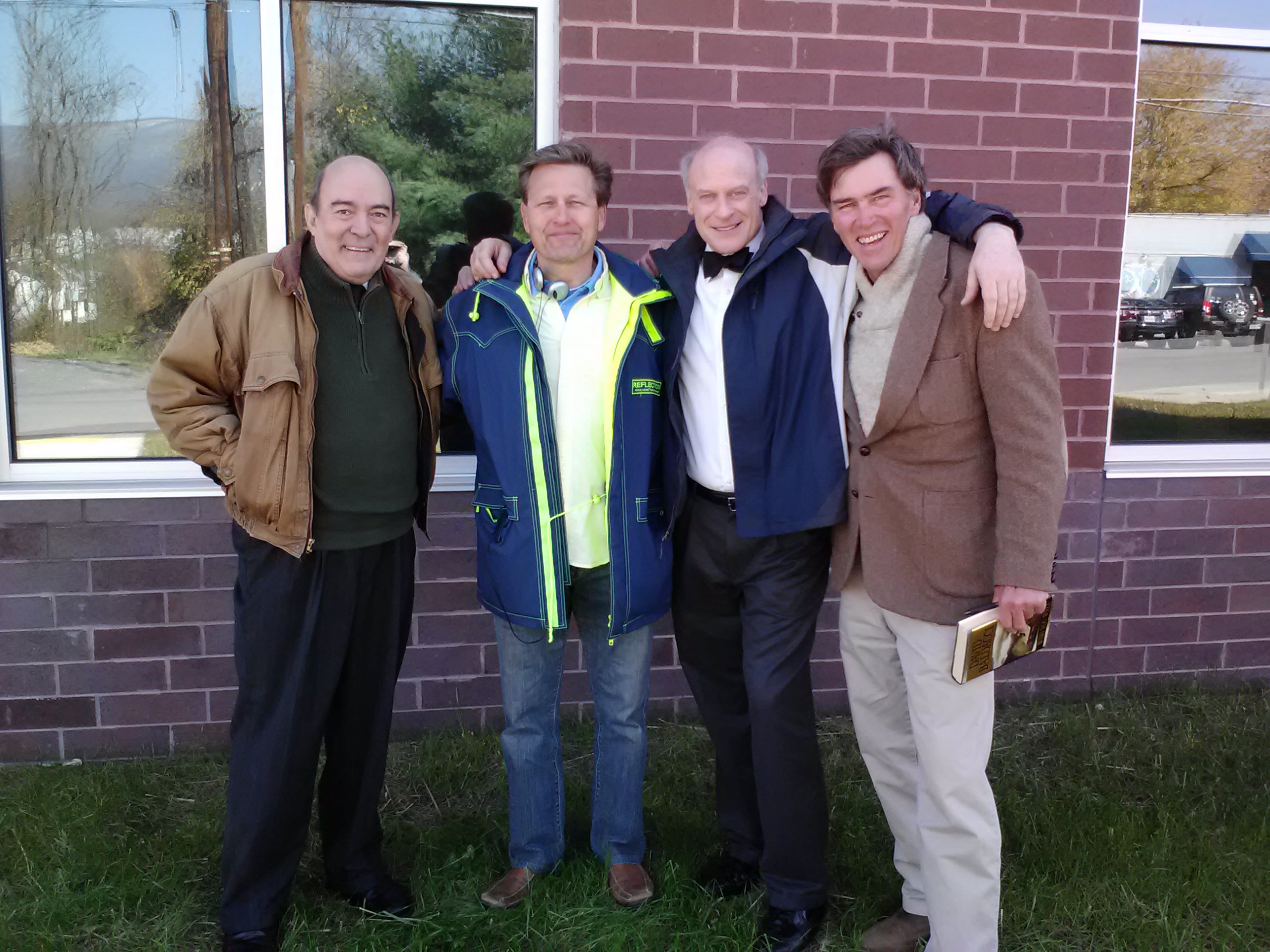 KEITH TYREE (far right) and David Baldacci (left center) on location for WISH YOU WELL (2013).