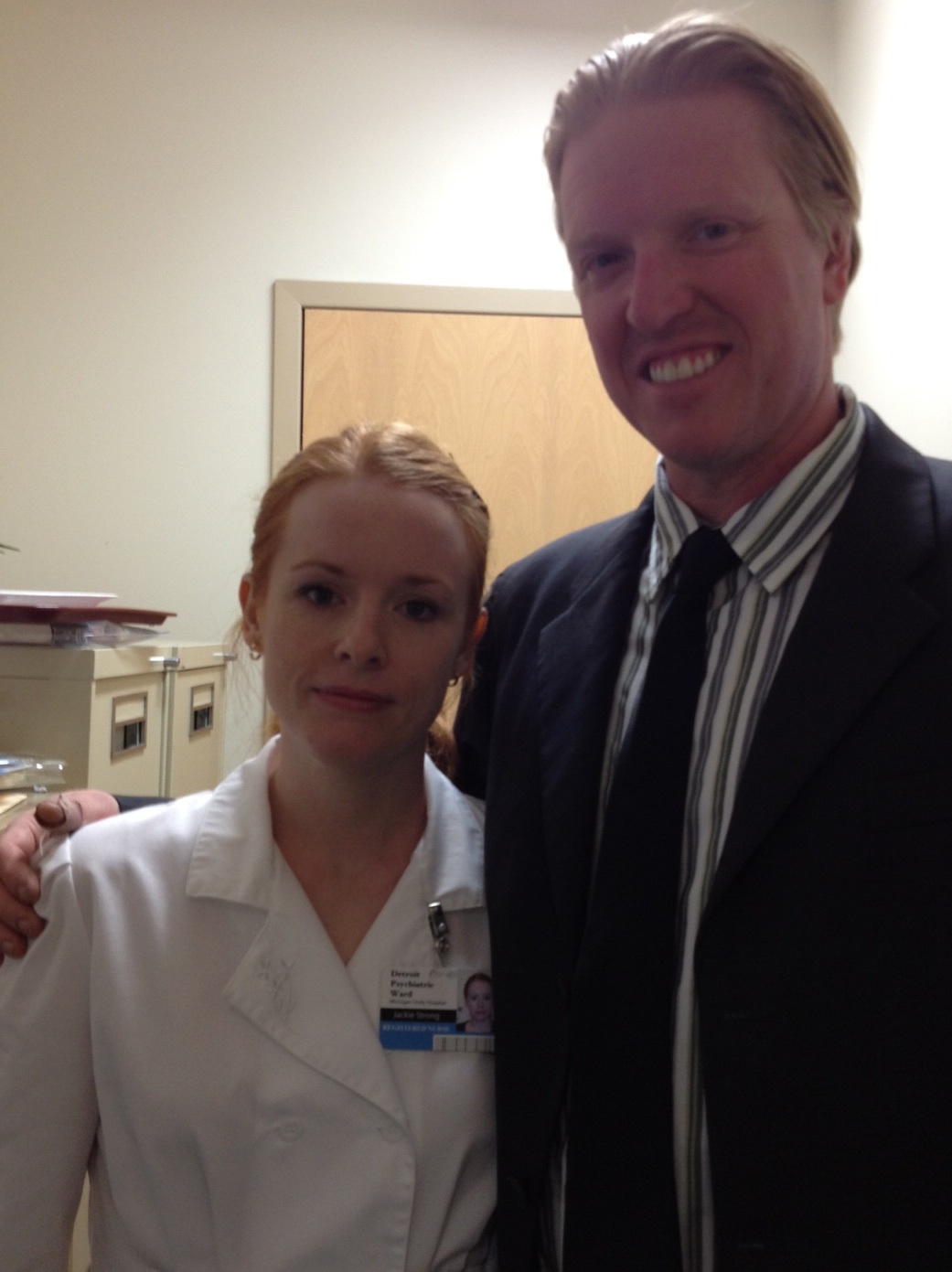 Jake Busey and Pauline Ann Johnson on the set of 'Fractured' Aug 2012