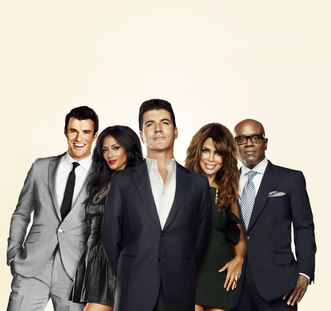 Paula Abdul, Nicole Scherzinger, Simon Cowell, L.A. Reid and Steve Jones in The X Factor (2011)