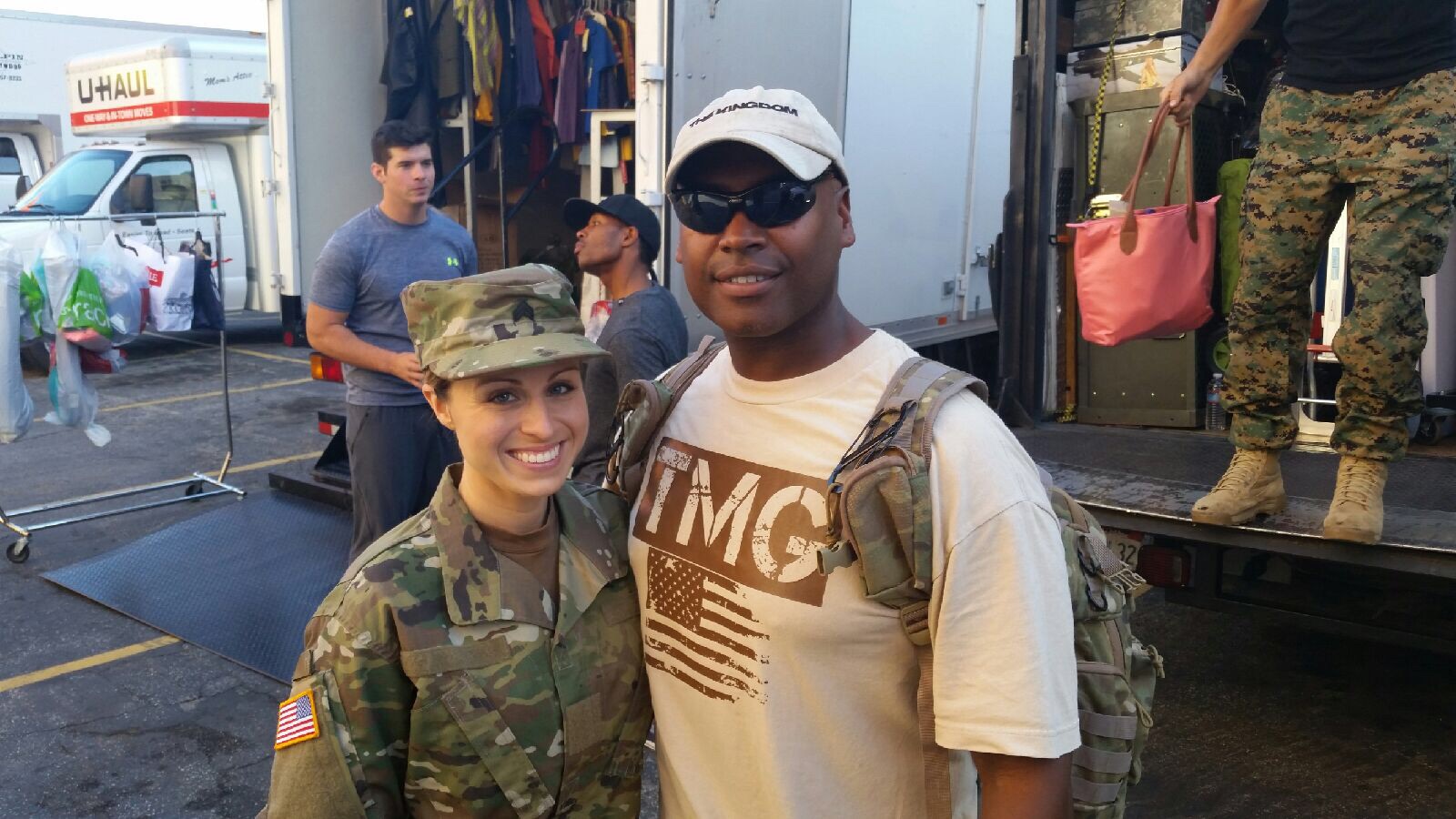 Behind the scenes of USAA national commercial as female soldier at the ATM