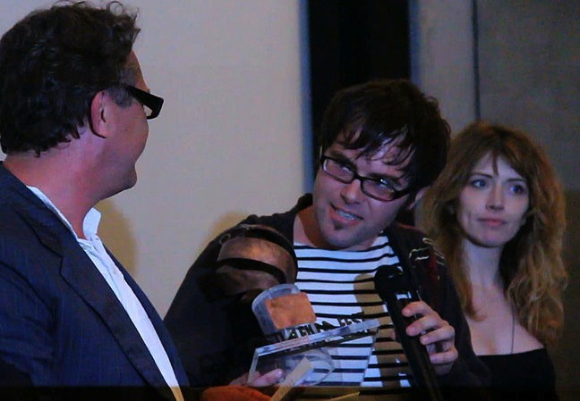Accepting the Premio Ultravisioni Award for Short Film, Ostia Film Festival, Rome 2010.