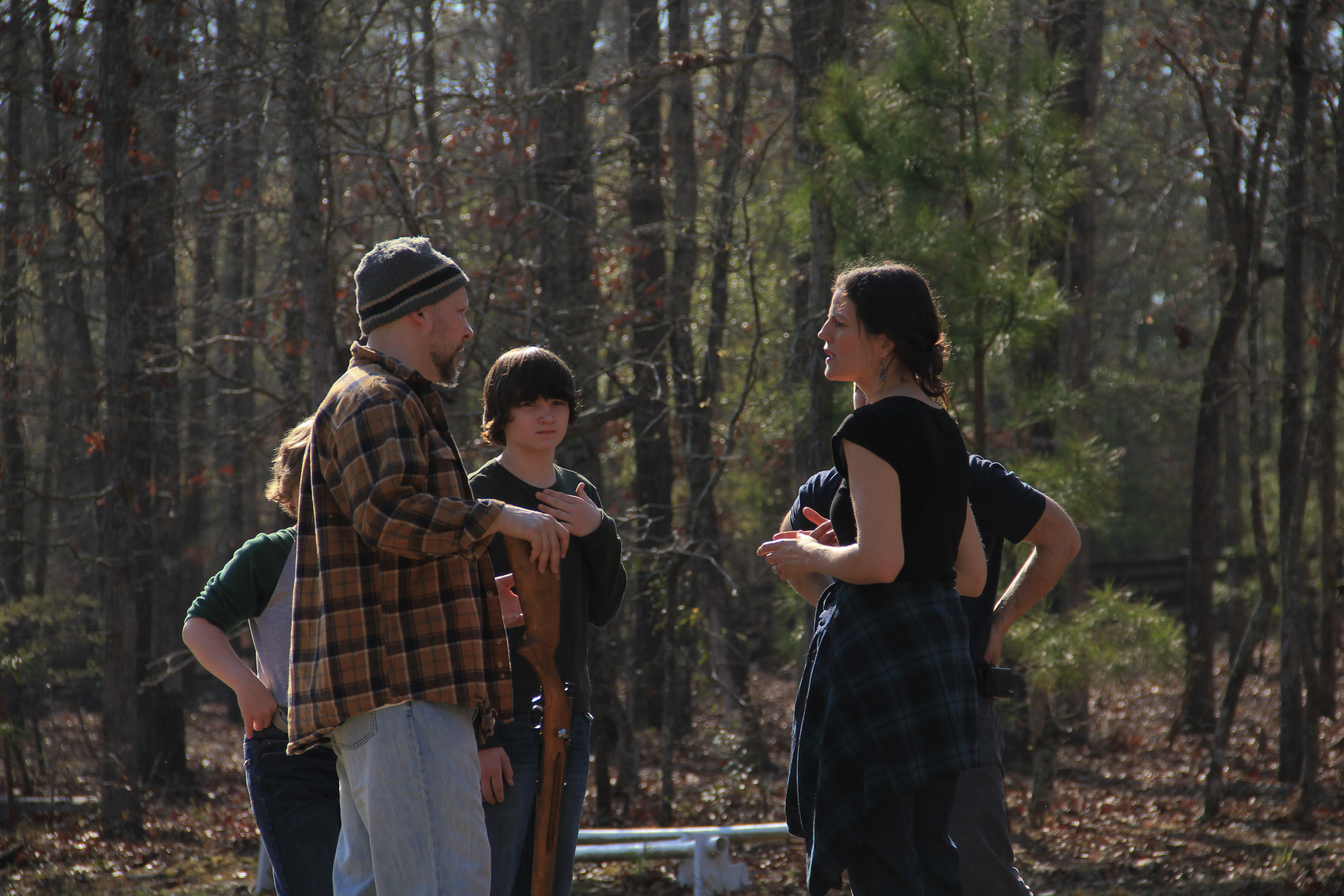 Director Emilie McDonald on the set of CROSSING THE RIVER