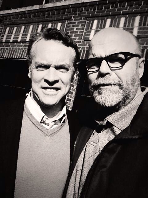 With old pal Tate Donovan on the set of Hostages