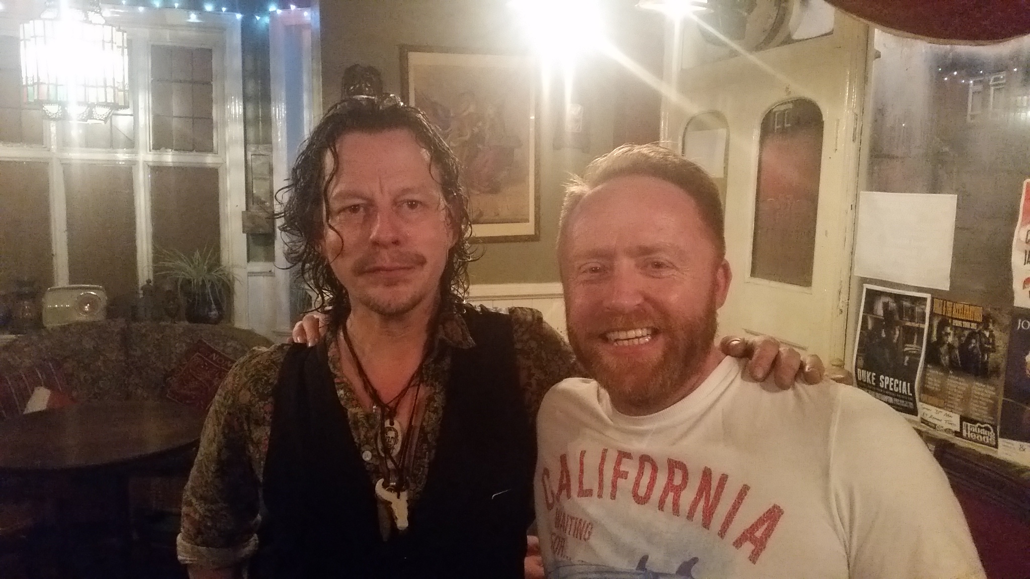 Steve with the amazing Ian Siegal - Blues legend after his farewell show 2015.