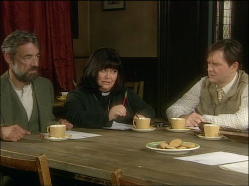 Still of James Fleet, Dawn French and Roger Lloyd Pack in The Vicar of Dibley (1994)