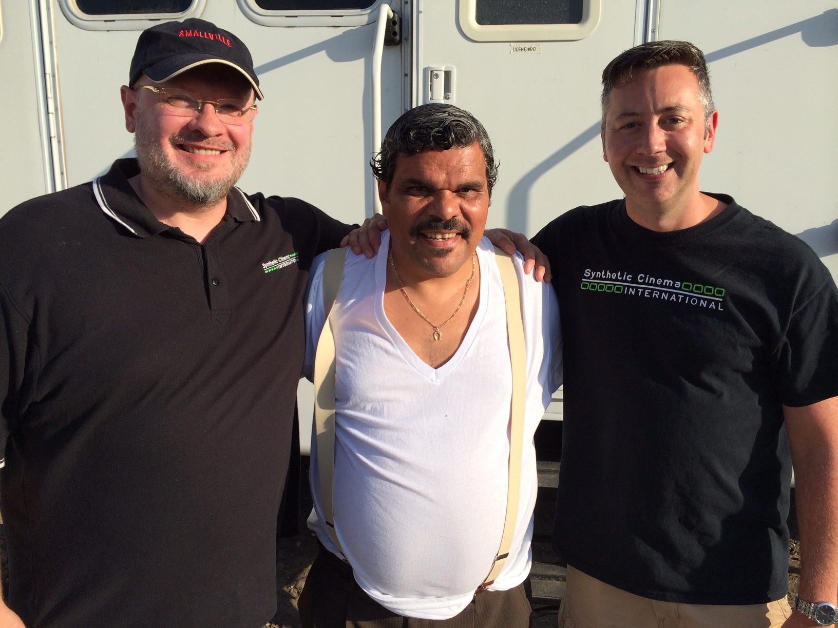 Luis Guzmán on the set of Ana Maria in Novela Land with Producers Zach and Shane O'Brien.