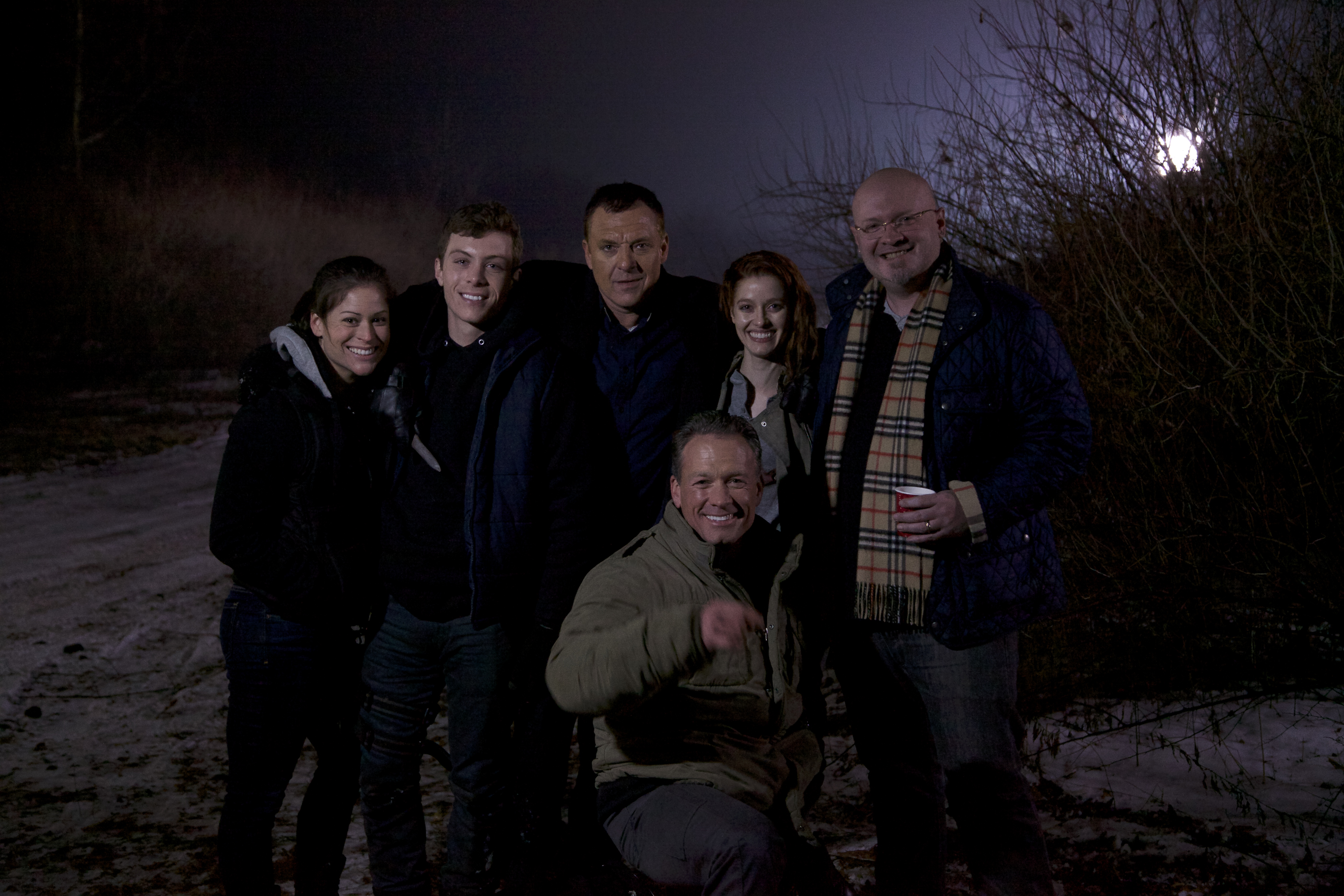 On the set of Dark Haul with Tom Sizemore, Rick Ravanello, Evalena Marie, Anthony Del Negro, and Adrienne LaValley.
