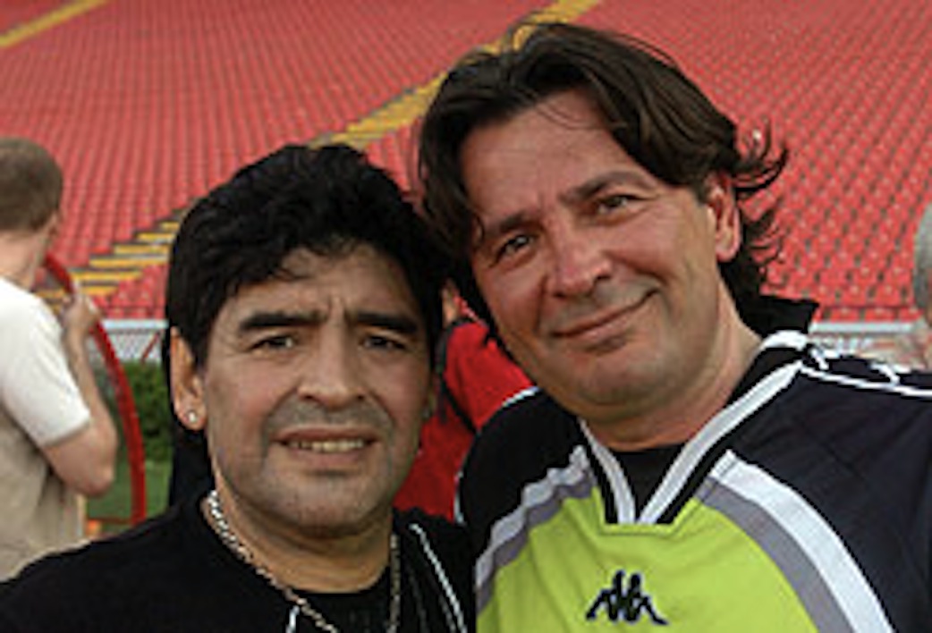 Diego Armando Maradona and Rino Piccolo on the set of 