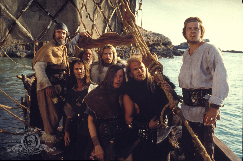 Still of Tim Robbins, Gary Cady, John Gordon Sinclair, Freddie Jones, Tim McInnerny, Charles McKeown and Richard Ridings in Erik the Viking (1989)