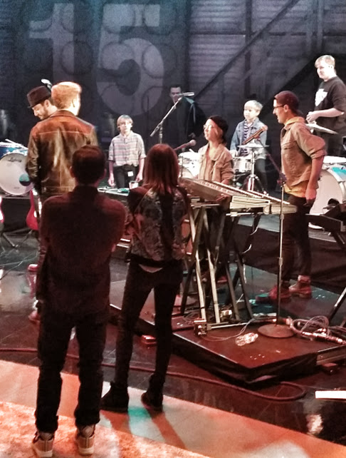 Meeting Conan O'Brien on set while playing drums with The Bleachers