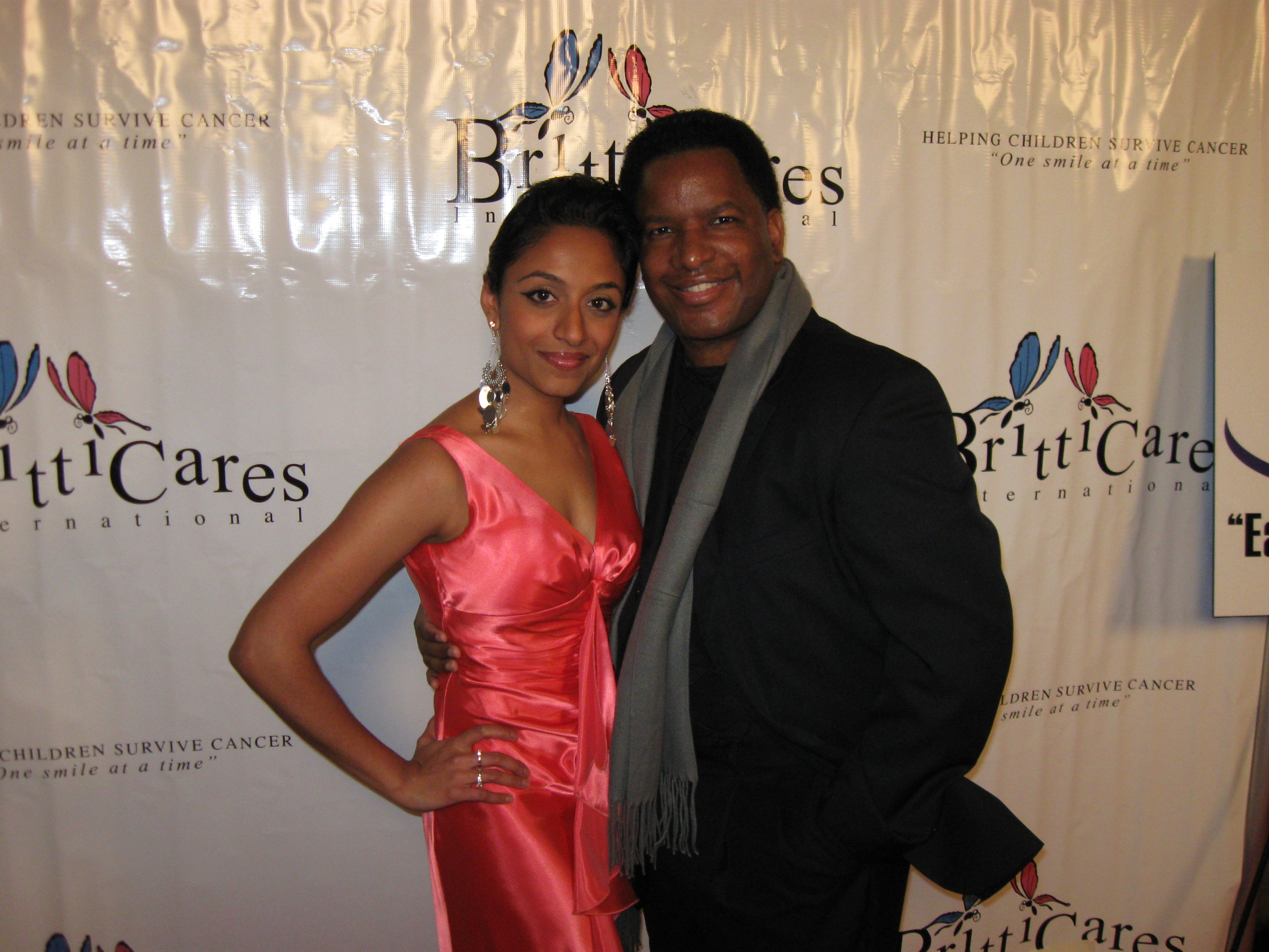 Producer Kirby Britten and actress Nandini Iyer arrives at the Briticares Foundation Gala in Hollywood, CA.