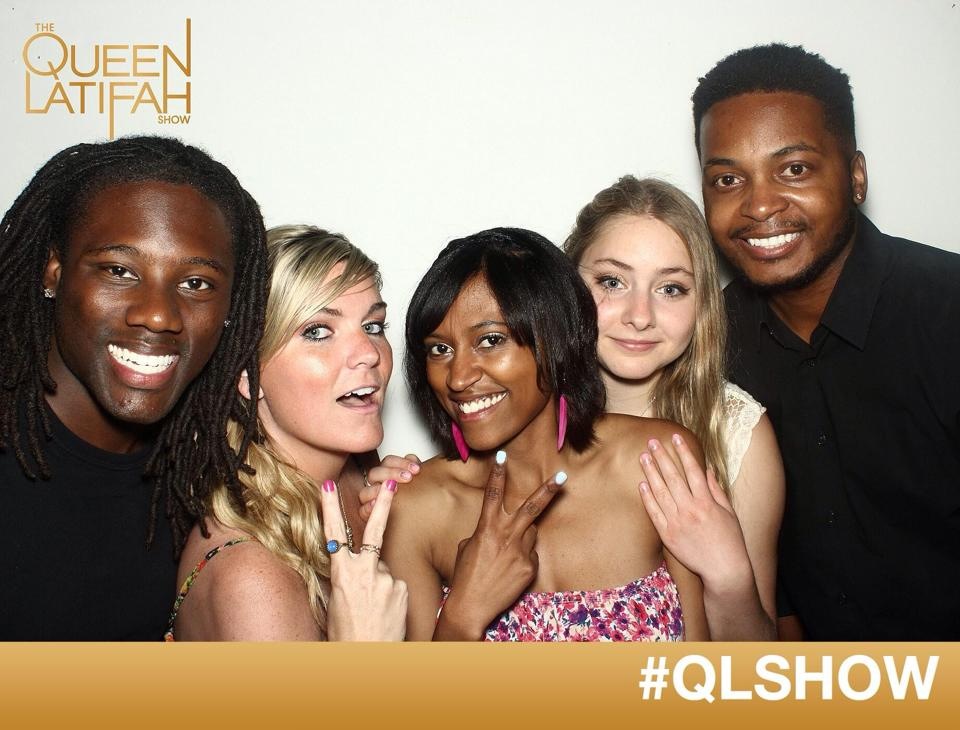 Jessica Higgins and The Queen Latifah Show Audience Coordinators having fun at the Selfie Station backstage.