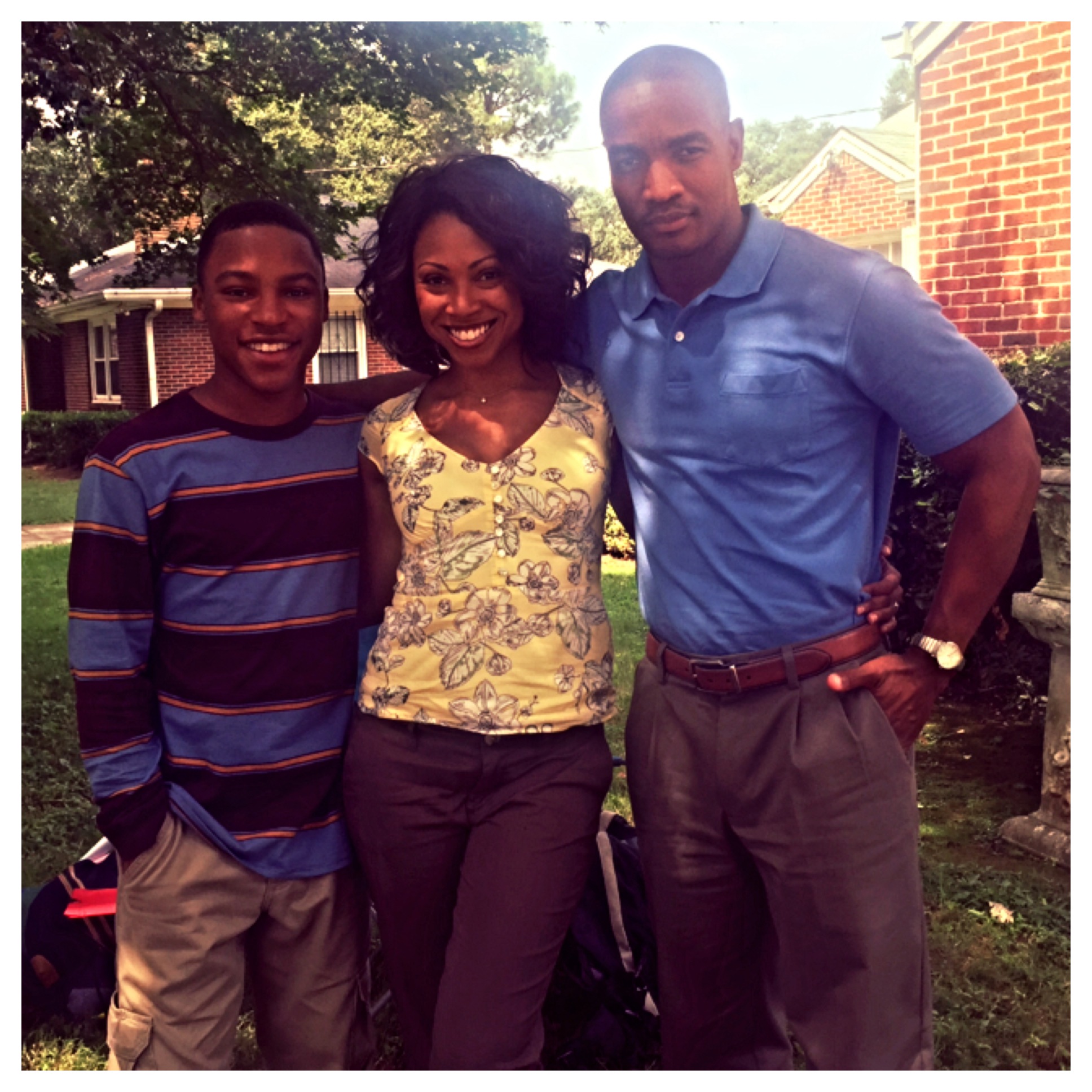 On location in Atlanta, Ga for NBC's 'Game of Silence.' Cranston was cast in the role of Tom Cook. He is pictured here with castmates McCarrie McCausland and Keena Ferguson.