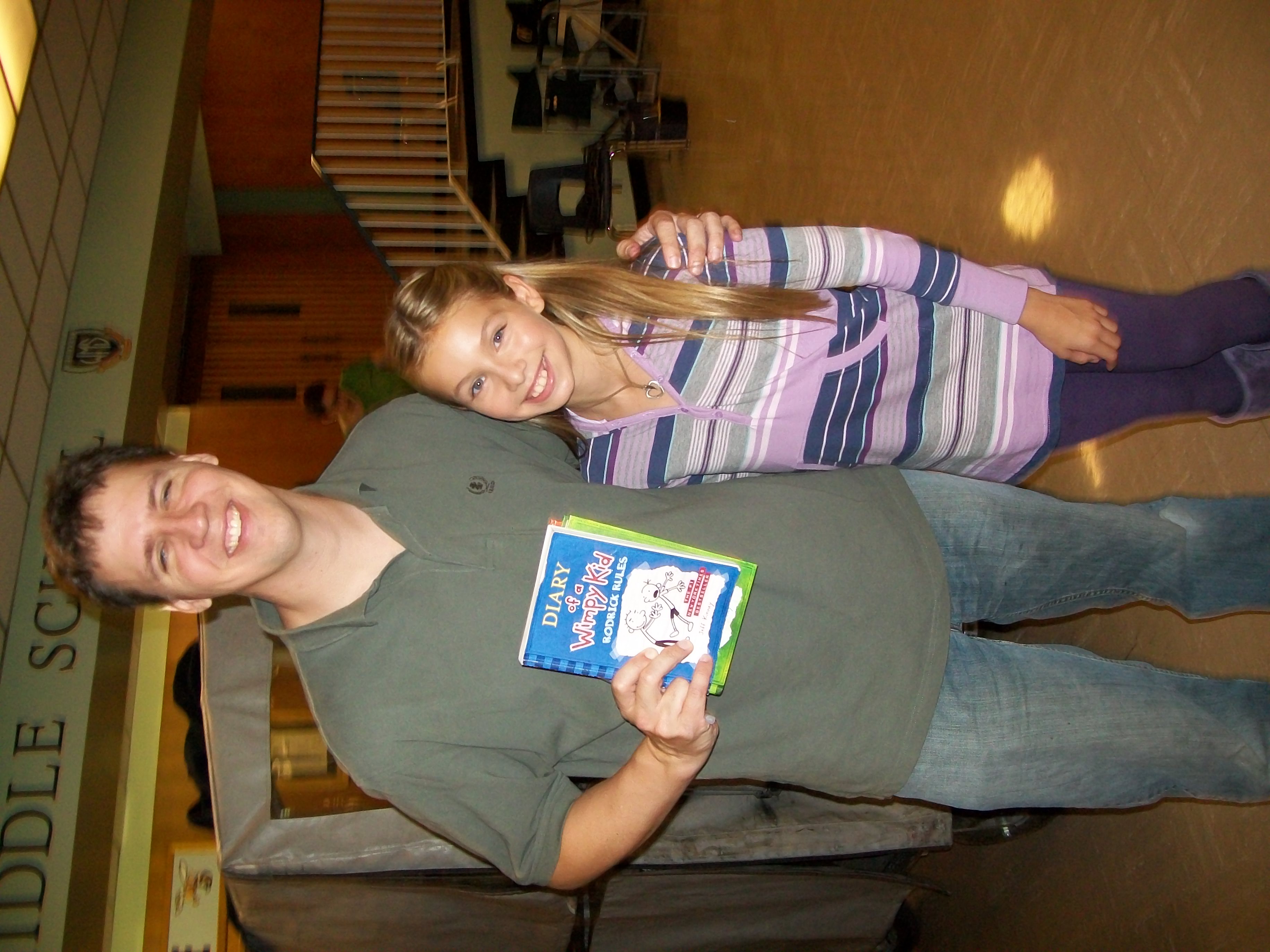 Samantha Page and Jeff Kinney on set filming Diary of a Wimpy Kid feature film 2009. Jeff Kinney is the Author of New York's best selling books Diary Of a Wimpy kid.