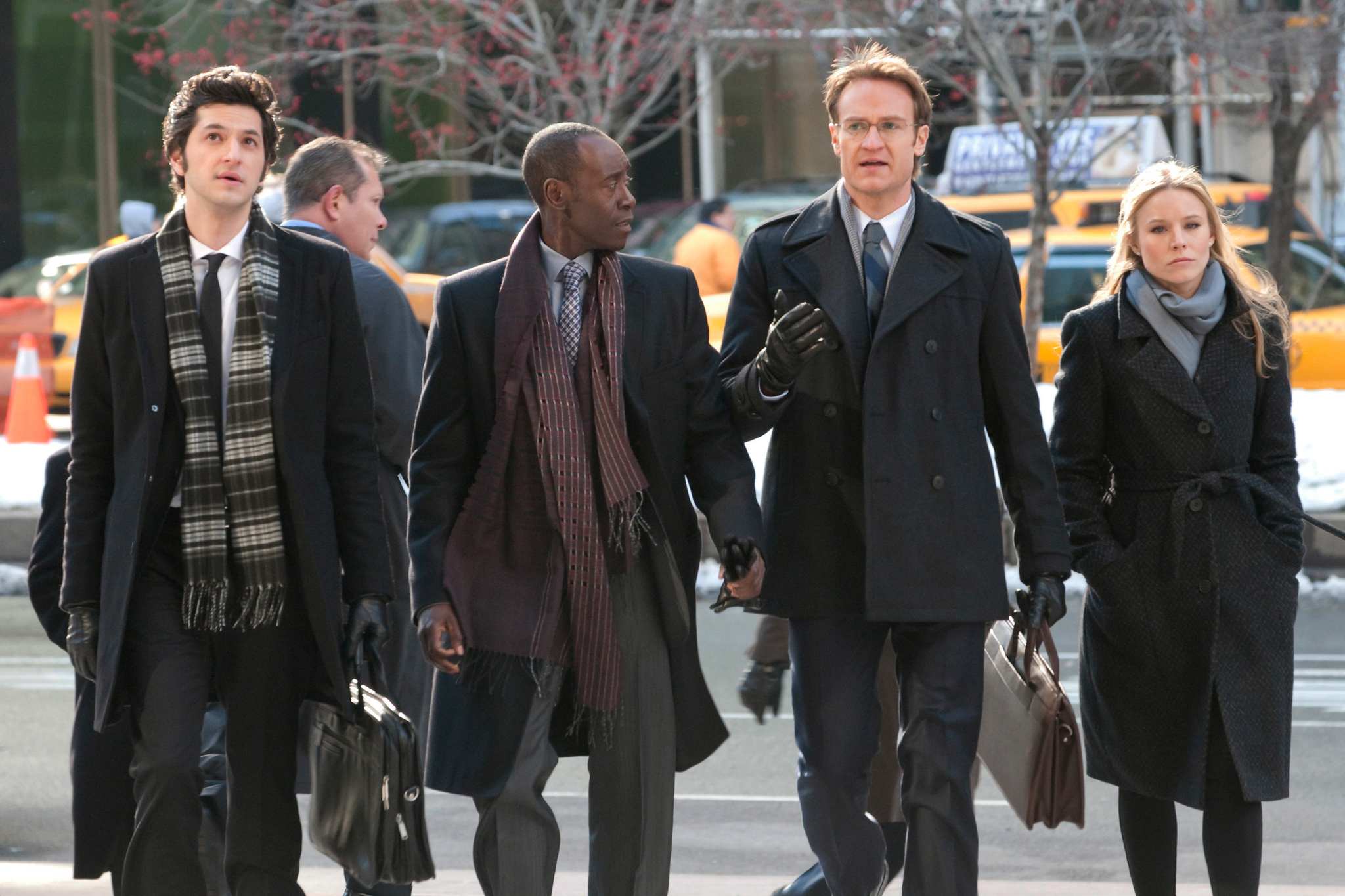 Still of Don Cheadle, Kristen Bell, Josh Lawson and Ben Schwartz in House of Lies (2012)