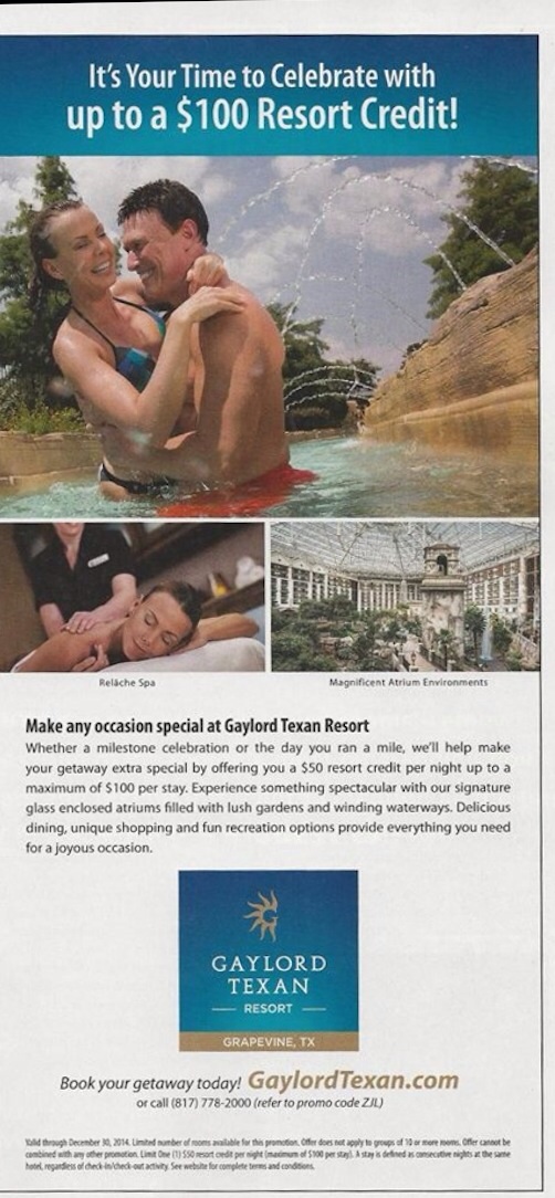 The Gaylord Texan Print Ad In Texas Monthly Magazine and Billboards, Robert J Johnson, Robert Johnson, Actor, Print Model