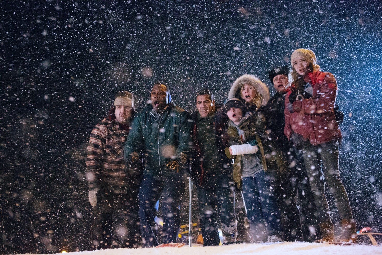 Griffin Kane with Anne Heche, Alissa Skovbye, Kevin Daniels and Carlos Gomez on the set of One Christmas Eve, 2014.