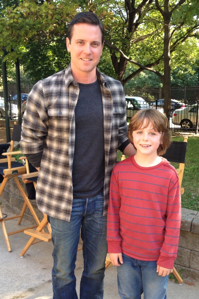 Griffin Kane with Michael Mosley on the set of Sirens