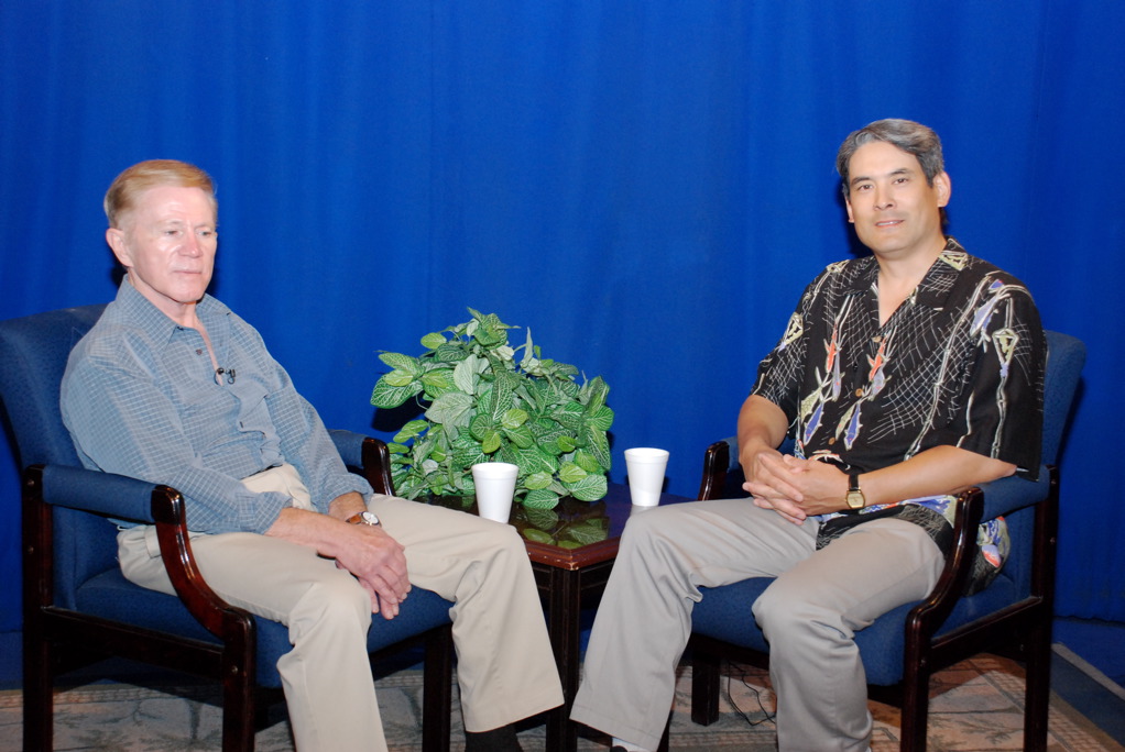Stan Goodrich (left) interviews guest, Academy Award® winning filmmaker Chris Tashima - 