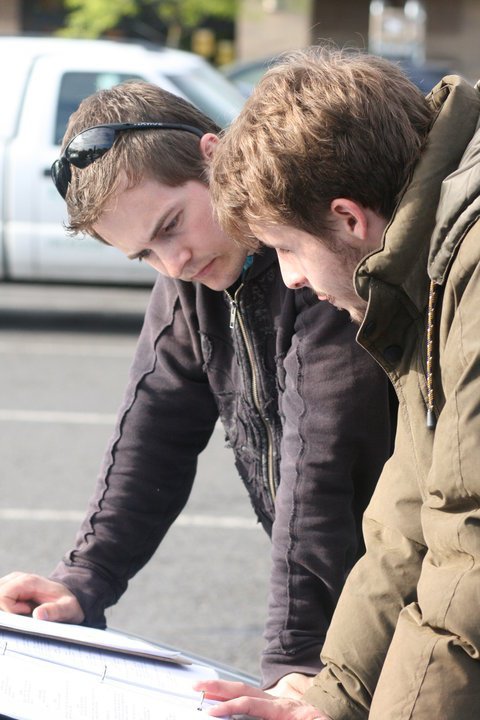 Looking over the shot list with the director before the day's shoot, during principal photography of _Ingenium_.