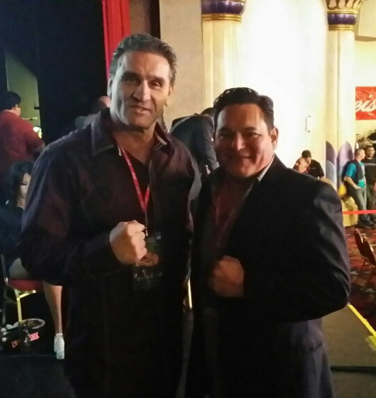 UFC Hall of Famer and WWE superstar Ken Shamrock with Beyond the Mat producer Henry Priest