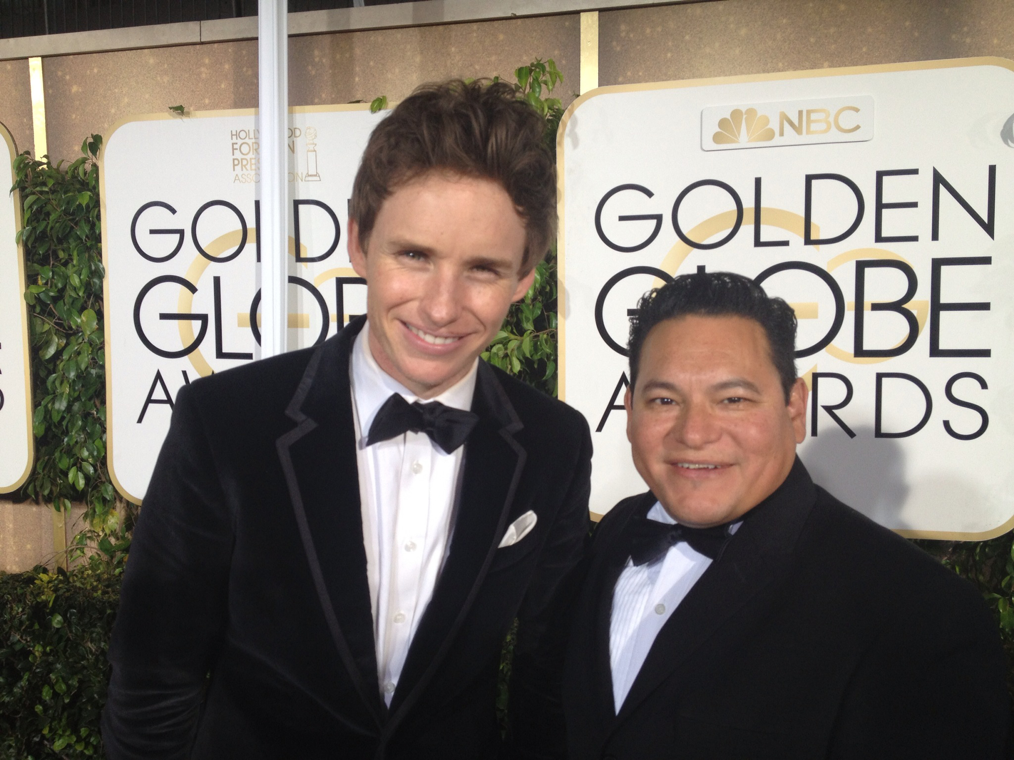 Oscar winning actor Eddie Redmayne with producer Henry K. Priest at the Golden Globes