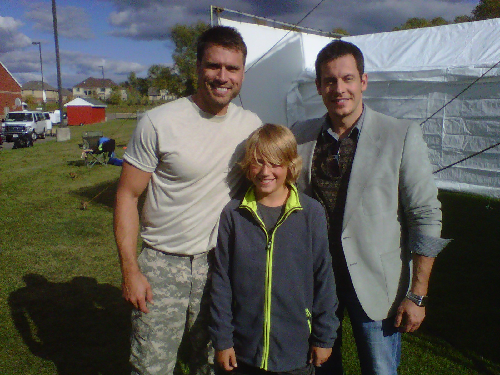 On the set of Golden Shoes with Joshua Morrow (left) and Franco Pulice (right)