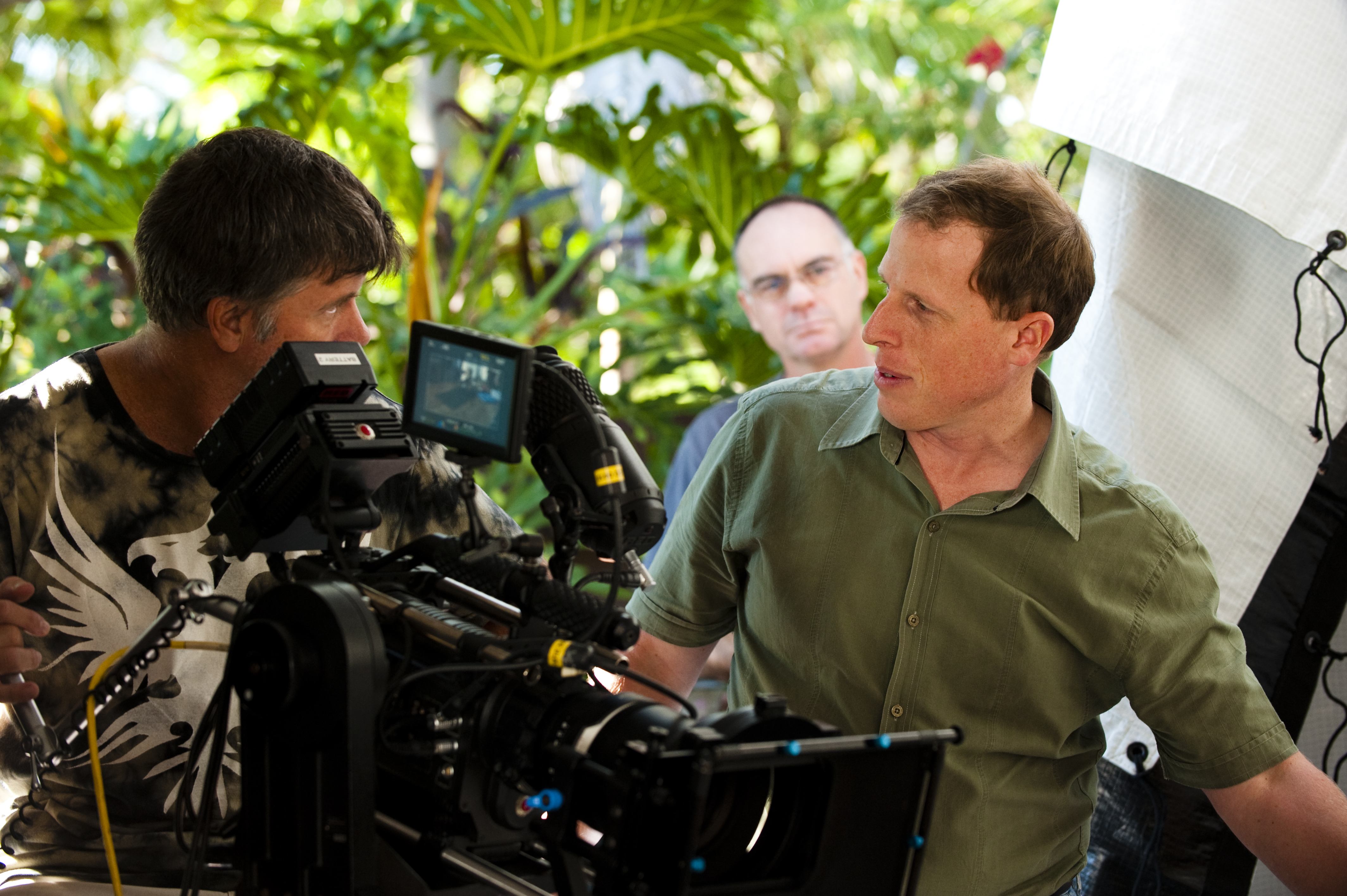 Wayne Bradford consulting with Cinematograper Col Larsen on 'Futility.'