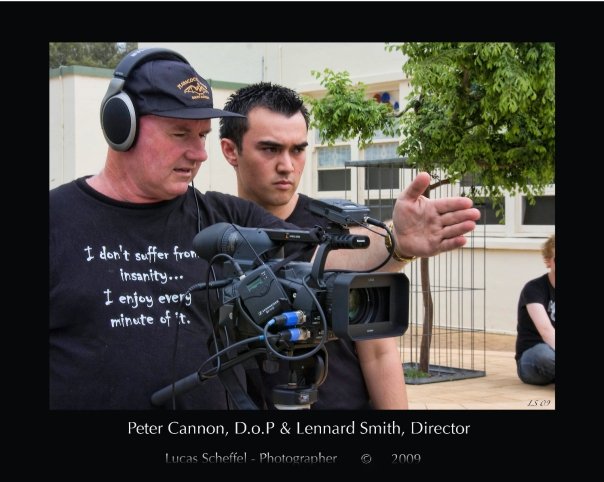 Peter Cannon D.o.P and Lenny Smith director on the set of Line of Friendship.