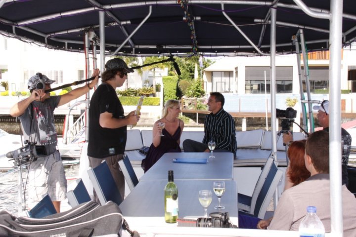 Shooting a scene for Just Like U, on the Seafood Cruise boat Mooloolaba.
