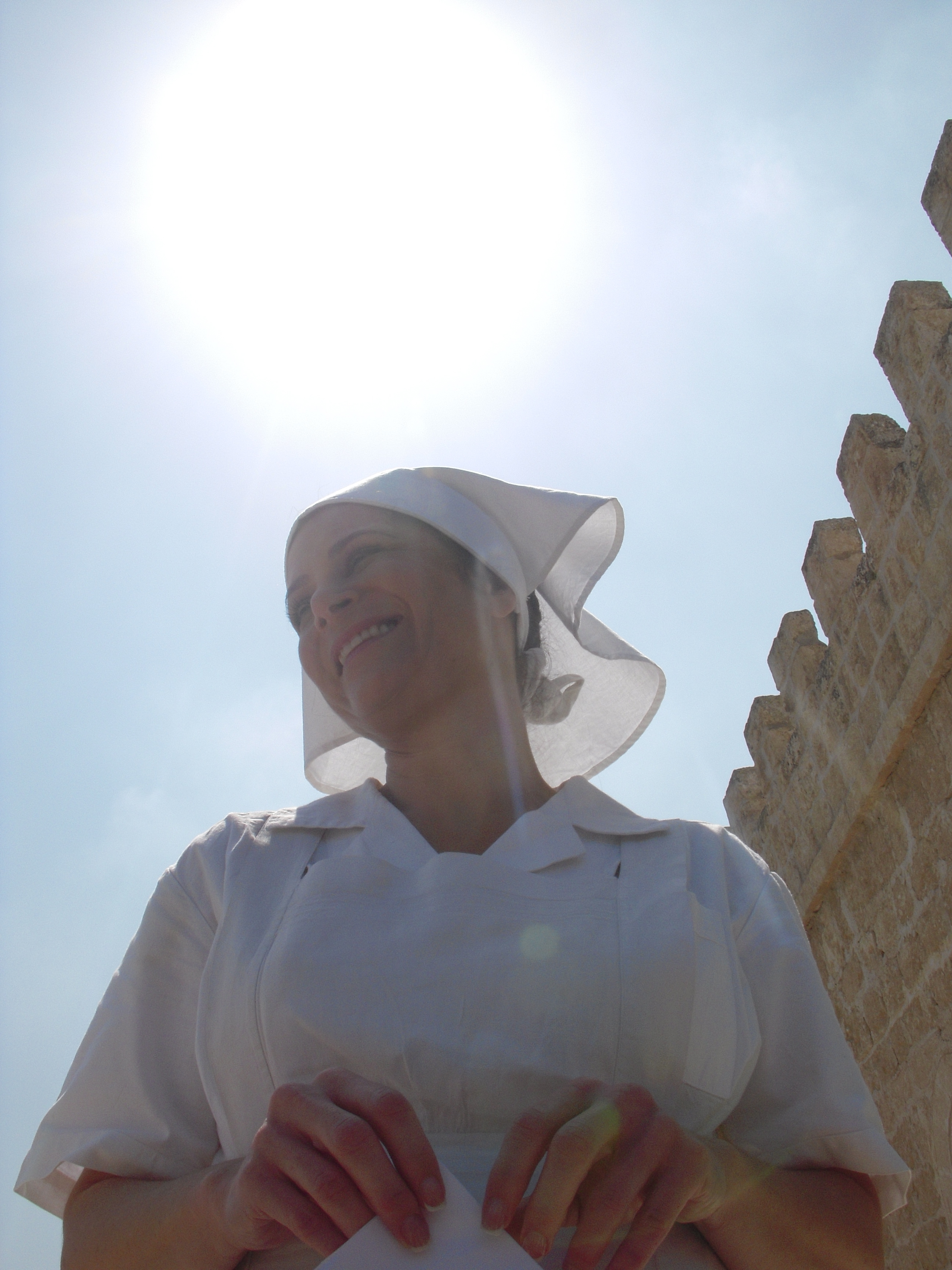 Ellen Anreder on the set as Nurse Michal in 